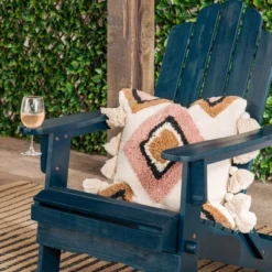 Genovia Transitional Acacia Wood Outdoor Adirondack Chair With Wine Holder - Saracina Home -Saracina Home Sales Store GUEST b420c004 5b86 4911 b3e8 3e24602fcde7