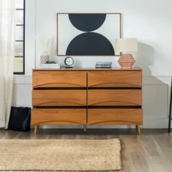 Mid-Century Modern Contoured 6 Drawer Dresser - Saracina Home -Saracina Home Sales Store GUEST bb625515 9b28 47ce aec8 80be9f788699