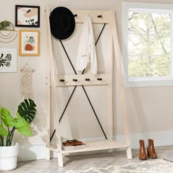 68" Solid Wood X Back Angled Hall Tree White Wash - Saracina Home 24 68" Solid Wood X Back Angled Hall Tree White Wash - Saracina Home -Saracina Home Sales Store GUEST bc4a95c3 3e92 4bee af94 a5531e3bc496