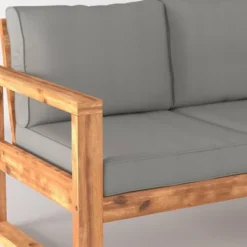 Galia Square Leg Acacia Wood Patio Loveseat With Cushions - Brown - Saracina Home -Saracina Home Sales Store GUEST bc520d62 d7d0 4afb b806 dfc115e4c369