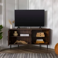 Contemporary Corner TV Stand For TVs Up To 55" Dark Walnut - Saracina Home 24 Contemporary Corner TV Stand For TVs Up To 55" Dark Walnut - Saracina Home -Saracina Home Sales Store GUEST be0fe3bc f701 4e03 a642 a1a0b11f5648