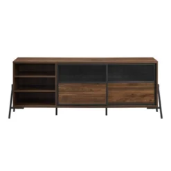 Modern Industrial Metal Mesh Sliding Door TV Stand For TVs Up To 80" Dark Walnut - Saracina Home 8 Modern Industrial Metal Mesh Sliding Door TV Stand For TVs Up To 80" Dark Walnut - Saracina Home -Saracina Home Sales Store GUEST be53fe9f 07fb 49fd bf73 9284c15ac9b7