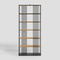 79" Modern 6 Shelf With Metal Bar Bookcase Coastal Oak/Black - Saracina Home 13 79" Modern 6 Shelf With Metal Bar Bookcase Coastal Oak/Black - Saracina Home -Saracina Home Sales Store GUEST c1524d0f 09b5 429f 8c7f 80ab8daf93ad
