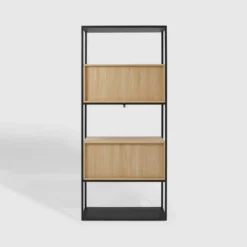 75" Modern Reeded Door Storage Bookshelf Coastal Oak/Black - Saracina Home -Saracina Home Sales Store GUEST c2b61cbf ec0f 403e b734 616ad8d7935e