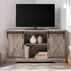 Robinson Rustic Transitional Sliding Barn Door Corner TV Stand For TVs Up To 58" - Saracina Home 26 Robinson Rustic Transitional Sliding Barn Door Corner TV Stand For TVs Up To 58" - Saracina Home -Saracina Home Sales Store GUEST c3c5bfe5 57a2 47cd ad64 9af49c588b45