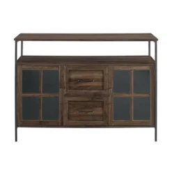 Adonis Transitional Industrial 3 Door Tiered Buffet Dark Walnut - Saracina Home -Saracina Home Sales Store GUEST c7af8220 babe 4546 b263 044463fd80de