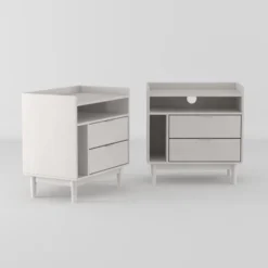 2pk Mid-Century Modern Solid Wood 2 Drawer Storage Nightstands - Saracina Home -Saracina Home Sales Store GUEST c880a12d 845d 41f3 8c73 9ddb9ed4b555