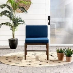 Modular Acacia Wood Armless Patio Chair With Cushion - Dark Brown/Navy - Saracina Home 17 Modular Acacia Wood Armless Patio Chair With Cushion - Dark Brown/Navy - Saracina Home -Saracina Home Sales Store GUEST cd18eaa3 9d56 48e3 8b1b 5b328940406c