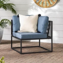 Outdoor Modern Modular Patio Corner Chair Blue - Saracina Home