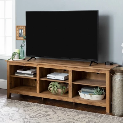 Transitional 6 Cubby Wood Open Storage Wood TV Stand For TVs Up To 80"- Saracina Home 8 Transitional 6 Cubby Wood Open Storage Wood TV Stand For TVs Up To 80"- Saracina Home - Image 8