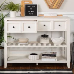 48" Farmhouse Solid Wood 2 Drawer Buffet White - Saracina Home -Saracina Home Sales Store GUEST d14be0db 9591 4712 bd66 b181051f2d7c