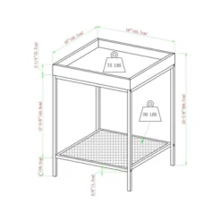 Rosalyn Urban Industrial Glam Square Tray Side Table With Metal Mesh Shelf Gray Wash - Saracina Home -Saracina Home Sales Store GUEST d173d01f 5483 4990 9728 2f1962055612