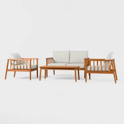 Saracina Home 4pc Modern Boho Eucalyptus Spindle Outdoor Conversation Set 2 Saracina Home 4pc Modern Boho Eucalyptus Spindle Outdoor Conversation Set - Image 2