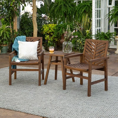 3pc Slatted Chevron Acacia Wood Patio Chat Set - Saracina Home 1 3pc Slatted Chevron Acacia Wood Patio Chat Set - Saracina Home