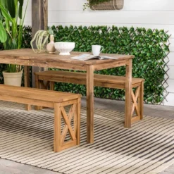 3pc Acacia Wood X Design Outdoor Patio Dining Set - Brown - Saracina Home -Saracina Home Sales Store GUEST d443785c 83db 4334 bf12 a97492ae3d88