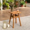 Slatted Chevron Acacia Wood Patio Side Table - Saracina Home