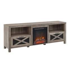 Newark Industrial Farmhouse Drop Down Metal Mesh X Door With Electric Fireplace TV Stand For TVs Up To 80" - Saracina Home -Saracina Home Sales Store GUEST d4526066 11e1 4b35 8f50 baec0d248f76