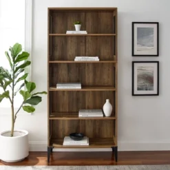 68" Grevaldi Industrial Mesh Side Bookshelf Rustic Oak - Saracina Home -Saracina Home Sales Store GUEST d5f1e6cc c10b 436d 8bec 7eb26f65666f