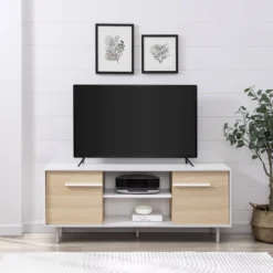 Modern 2 Door TV Stand For TVs Up To 65" Solid White/Coastal Oak/White - Saracina Home 11 Modern 2 Door TV Stand For TVs Up To 65" Solid White/Coastal Oak/White - Saracina Home -Saracina Home Sales Store GUEST d6237cf6 7faf 4a9a ab9d 1f1963b17cb5