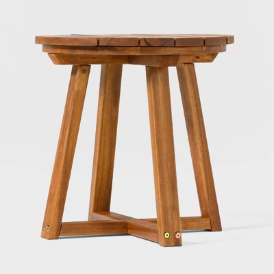 Saracina Home Modern Slatted Round Acacia Accent Table 3 Saracina Home Modern Slatted Round Acacia Accent Table - Image 3