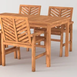 5pc Slatted Chevron Acacia Wood Patio Dining Set - Saracina Home 25 5pc Slatted Chevron Acacia Wood Patio Dining Set - Saracina Home -Saracina Home Sales Store GUEST df078156 8244 4740 a999 152151ba0247