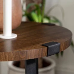 Set Of 2 Wrightson Urban Industrial Wrap Leg Round Side Tables Dark Walnut - Saracina Home -Saracina Home Sales Store GUEST e0576996 1f96 4164 8fa8 bbf883526c7b