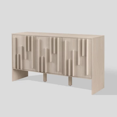 Modern Staggered Vertical Accent 3 Door Sideboard - Saracina Home 6 Modern Staggered Vertical Accent 3 Door Sideboard - Saracina Home - Image 6