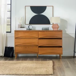 Mid-Century Modern Contoured 6 Drawer Dresser - Saracina Home -Saracina Home Sales Store GUEST e3d278c0 2027 4917 98d0 1a8a534d229b