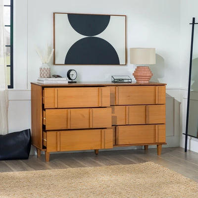 Modern Vertical Accent Solid Wood 6 Drawer Double Dresser - Saracina Home 5 Modern Vertical Accent Solid Wood 6 Drawer Double Dresser - Saracina Home - Image 5