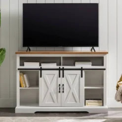 Transitional Sliding Barndoor Highboy TV Stand For TVs Up To 58" - Saracina Home 32 Transitional Sliding Barndoor Highboy TV Stand For TVs Up To 58" - Saracina Home -Saracina Home Sales Store GUEST e952740e 70ac 42e4 a86c 65befa0e8542