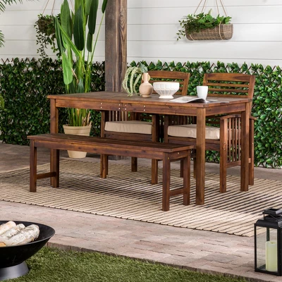 Ravenscroft 4pc Acacia Wood Patio Dining Set - Saracina Home 1 Ravenscroft 4pc Acacia Wood Patio Dining Set - Saracina Home