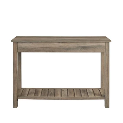 June Rustic Farmhouse Entry Table With Lower Shelf Gray Wash - Saracina Home 5 June Rustic Farmhouse Entry Table With Lower Shelf Gray Wash - Saracina Home - Image 5