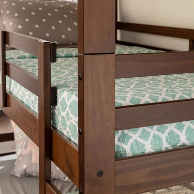 Twin Indy Solid Wood Triple Bunk Bed Walnut - Saracina Home 6 Twin Indy Solid Wood Triple Bunk Bed Walnut - Saracina Home - Image 6