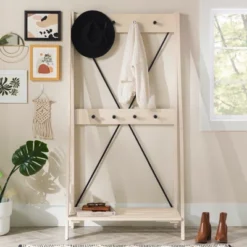 68" Solid Wood X Back Angled Hall Tree White Wash - Saracina Home 23 68" Solid Wood X Back Angled Hall Tree White Wash - Saracina Home -Saracina Home Sales Store GUEST ea1e1754 a772 448f ae28 8c2dce3fdc3f