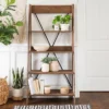 68.25" Boho 4 Tier Solid Wood Ladder Bookshelf Plant Stand - Saracina Home