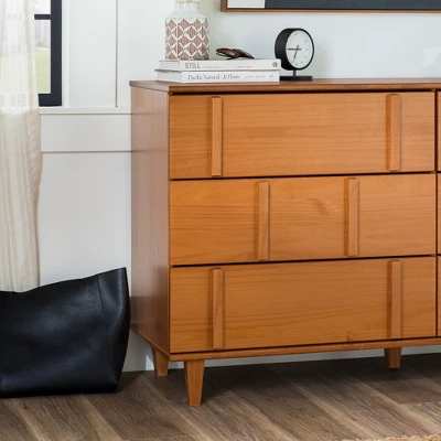 Modern Vertical Accent Solid Wood 6 Drawer Double Dresser - Saracina Home 12 Modern Vertical Accent Solid Wood 6 Drawer Double Dresser - Saracina Home - Image 12