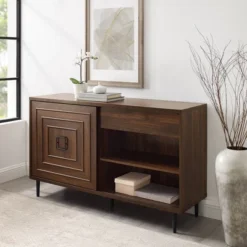 52" Modern Sliding Door Sideboard Dark Walnut - Saracina Home -Saracina Home Sales Store GUEST ee2cb211 435f 4c05 af57 9b154e1bca90