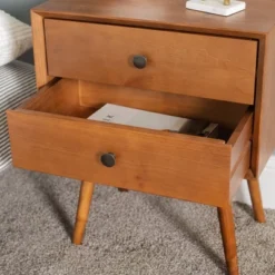 Greenberg 2 Drawer Mid-Century Modern Solid Wood Nightstand - Saracina Home -Saracina Home Sales Store GUEST eed09801 02ef 47b5 adba c7b0898358f5