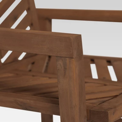 3pc Slatted Chevron Acacia Wood Patio Chat Set - Saracina Home 4 3pc Slatted Chevron Acacia Wood Patio Chat Set - Saracina Home - Image 4