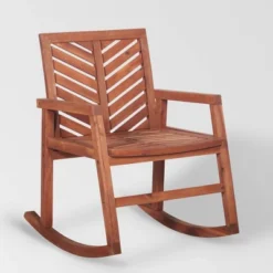 Slatted Chevron Acacia Wood Patio Rocking Chair - Saracina Home -Saracina Home Sales Store GUEST f151487d 0b98 494d 81f7 e490221f43f1