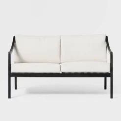 Saracina Home Mid-Century Modern Slatted Acacia Outdoor Bench With Cushions -Saracina Home Sales Store GUEST f159d085 5aa2 453a a258 0e99b25d8120