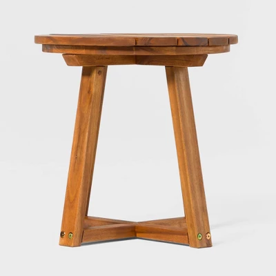 Saracina Home Modern Slatted Round Acacia Accent Table 5 Saracina Home Modern Slatted Round Acacia Accent Table - Image 5