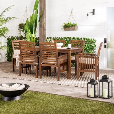 Ravenscroft 7pc Acacia Wood Patio Dining Set - Saracina Home 1 Ravenscroft 7pc Acacia Wood Patio Dining Set - Saracina Home
