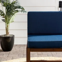 Modular Acacia Wood Armless Patio Chair With Cushion - Dark Brown/Navy - Saracina Home 19 Modular Acacia Wood Armless Patio Chair With Cushion - Dark Brown/Navy - Saracina Home -Saracina Home Sales Store GUEST f434940d d8c2 4298 9d4d 48efad42bf66