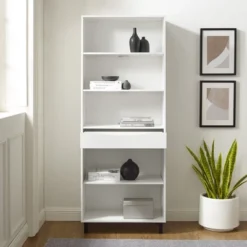 72.5" Mid-Century Modern 1 Drawer Angled Bookshelf - Saracina Home -Saracina Home Sales Store GUEST f7b3e476 2294 4b33 8431 b32d58501d00