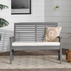 Ravenscroft Modern Boho Acacia Wood Slatted Outdoor Loveseat With Cushion - Saracina Home -Saracina Home Sales Store GUEST f8d474ed ee58 4568 8446 360382d2da01