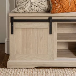 48" Transitional Sliding Door Wood And Metal Bench - Saracina Home -Saracina Home Sales Store GUEST f9fbf77b c988 4b5d 96d0 71469346d6f6