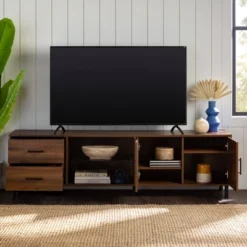 Sana Modern Triple Storage TV Stand For TVs Up To 80" Dark Walnut - Saracina Home -Saracina Home Sales Store GUEST fa65be07 dd72 4823 b878 62fc4cd53535