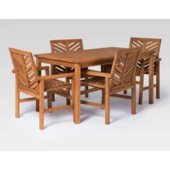 5pc Slatted Chevron Acacia Wood Patio Dining Set - Saracina Home 19 5pc Slatted Chevron Acacia Wood Patio Dining Set - Saracina Home -Saracina Home Sales Store GUEST fa70badb acbd 4084 ae4d 76306d112264