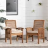 2pk Acacia Wood Patio Chairs With Cushions - Saracina Home